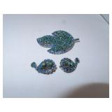 Vintage Brooch Pin & Clip Earrings Set