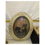 NO SHIPPING - Antique Picture & Frame with Convex