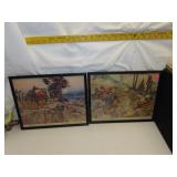 2 Vintage Charles M Russell Framed Pirints =