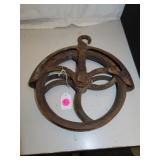 Antique Cast Iron Pulley = 8&1/2' -overall =