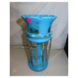 Antique Victorian Lustres Blue Opaline Hand