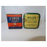 2 Vintage Tins (Casco Glue & Miller Typewriter