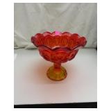 Vintage Amberina Moon & Stars Compote = 7&1/2' x 7