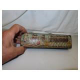 Vintage Pencil Box with Wood Checkers = 8" x