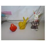 3 Piece Vintage Hard Plastic Candy Containers