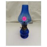 Vintage Cobalt Blue Oil Lamp - Made in Hong Kong