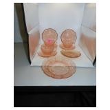 10 Piece Vintage Cherry Blossom Depression Glass
