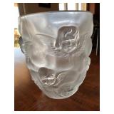 Antique Satin Art Glass Vase with 3-D Relief