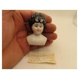 1904 Porcelain Doll Head = 2&1/2'