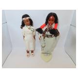 2 Vintage Native American Dolls = 7" each