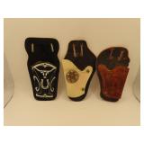 3 Vintage Holsters for Small Toy Guns - Largest =