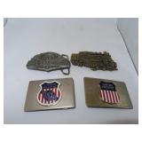 4 Railroad Belt Buckles - 3 are Union Pacific