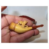 Antique Meerschaum Cigar Holder with Dog in Case