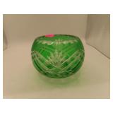 Vintage Green 'Cut to Clear' Rose Bowl = 4' x 2&3'