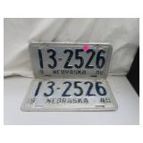Vintage 1948 Nebraska License Plates = 13-2526