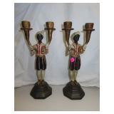 Vintage Cast Iron Candle Holder Set - Made in