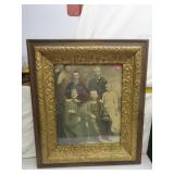 Antique Framed Black & White Family Picture =