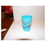 Vintage French Blue Opaline Glass Egg Cup