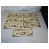 7 Vintage American Flyer Toy Cash Register Money
