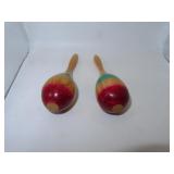 Vintage Kids Wooden Moroccas = 6&1/4' each