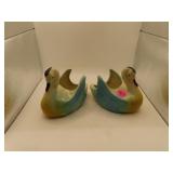 Vintage Porcelain Ceramic Swan Planters - 5" x 4"