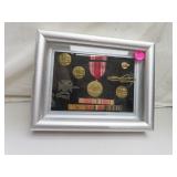 Framed WWII Medals - Rank Bars = 9" x 7"