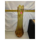 Vintage Art Glass Vase = 21&1/4" x 6"