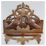 Victorian Walnut Kissing Birds Wall Hanging Mail