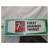 Vintage Metal 7UP First Against Thirst Sign = 30'