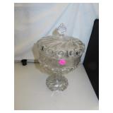 Antique EAPG Covered Compote with Etching