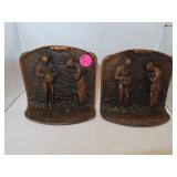 Set of Antique Cast Iron Bronzed Book Ends =