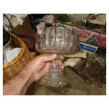 Antique Moon & Stars Pedestal Bowl = 7&7/8" x