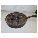 Vintage Aebleskiver Cast Iron Pan = 9'
