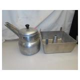Vintage Wear Ever Aluminum Double Boiler &Cake Pan