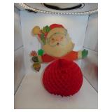 Vintage Cardboard & Crepe Paper Santa = 9&3/4'