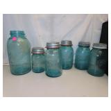 6 Vintage (Aqua Colored) Ball Perfect Mason