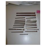 21 Antique Square Nails - 2 are 6&1/4" Spike Barn