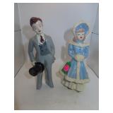 2 Vintage Chalkware Figurines = 7&1/2' each
