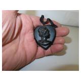 Antique Victorian Black Heart Cameo Mourning
