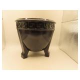 Vintage Black Amethyst Greek Key Vase = 6&3/8' x