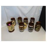 8 Vintage Beer Mugs =Nebraska - Las Vegas -Kansas