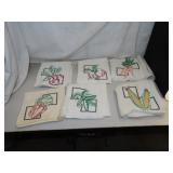 6 Vintage Vegetable Tea Towels = 27' x 27'