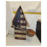Patriotic Flag Wood Bird House = 21' x 15' x