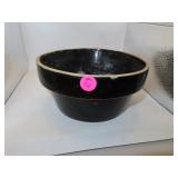 Antique Brown Glazed Crock Serving Bowl =7&3/8'x