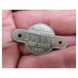 ASPCA Dog License New York 1921