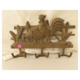 Cast Iron Wall Mount Chicken Coat and Hat Hanger =