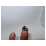 Red Stone Ring Signed HMS Size 5