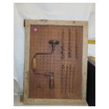 NO SHIPPING - Antique Brace & Bit Set on Board