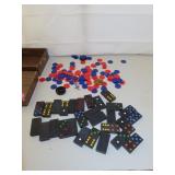 Box with Vintage Dominoes - Poker Chips & Jax