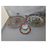 2 Vintage Porcelain Plates 10&1/2" and Cup &